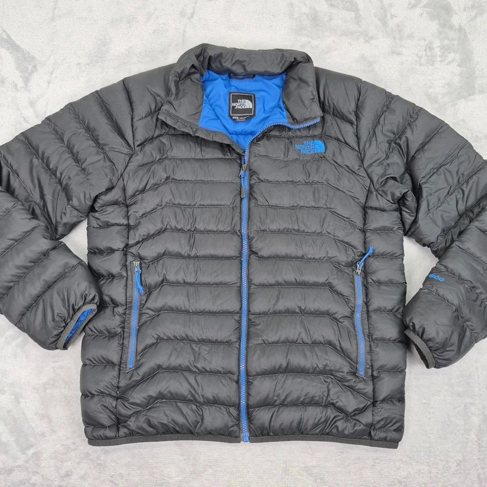 The North Face Mens 600 Down Puffer Jacket Grey Blue Full Zip Medium NF0A3Y4D
